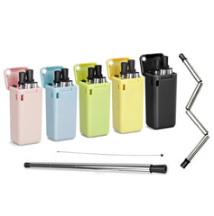 Collapsible, Portable, And Reusable Stainless Steel Drinking Straw With Case (2-Pack)