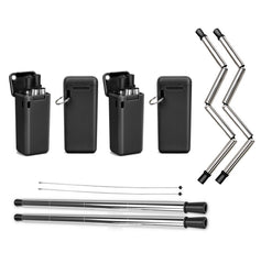 Collapsible, Portable, And Reusable Stainless Steel Drinking Straw With Case (2-Pack)