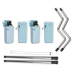 Collapsible, Portable, And Reusable Stainless Steel Drinking Straw With Case (2-Pack)