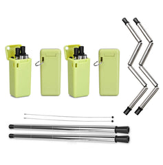 Collapsible, Portable, And Reusable Stainless Steel Drinking Straw With Case (2-Pack)