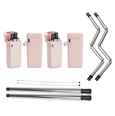 Collapsible, Portable, And Reusable Stainless Steel Drinking Straw With Case (2-Pack)
