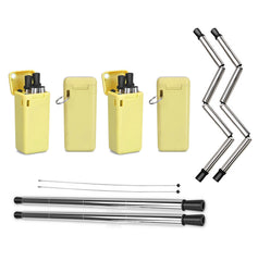 Collapsible, Portable, And Reusable Stainless Steel Drinking Straw With Case (2-Pack)