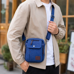 Multifunctional Canvas Crossbody Shoulder Bag – Heavy-Duty Travel Messenger Bag with Adjustable Strap and Multiple Pockets for Men & Women, Compact Everyday Sport Bag