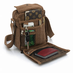 Multifunctional Canvas Crossbody Shoulder Bag – Heavy-Duty Travel Messenger Bag with Adjustable Strap and Multiple Pockets for Men & Women, Compact Everyday Sport Bag