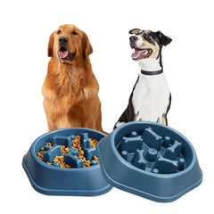 Slow Feeder Dog Bowl Puzzle Design – Anti-Choking Pet Food Bowl for Small & Medium Dogs – Non-Slip Slow Eating Dish for Healthy Digestion (Blue/Green)(1-Pack or 2-Pack)