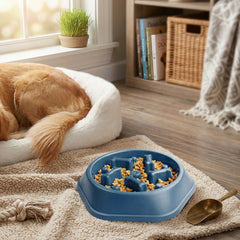 Slow Feeder Dog Bowl Puzzle Design – Anti-Choking Pet Food Bowl for Small & Medium Dogs – Non-Slip Slow Eating Dish for Healthy Digestion (Blue/Green)(1-Pack or 2-Pack)