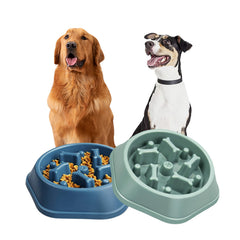 Slow Feeder Dog Bowl Puzzle Design – Anti-Choking Pet Food Bowl for Small & Medium Dogs – Non-Slip Slow Eating Dish for Healthy Digestion (Blue/Green)(1-Pack or 2-Pack)