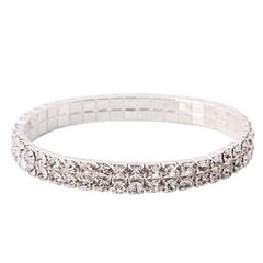 Double Row Crystal Stretch Bracelet for Women – Sparkling Tennis Style Elastic Bracelet – Elegant Rhinestone Jewelry for Party, Wedding & Everyday Wear