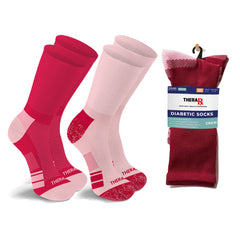 2-Pairs: Non-Binding Loose Fit Cotton Diabetic Crew Socks With Extra Wide Top For Men and Women