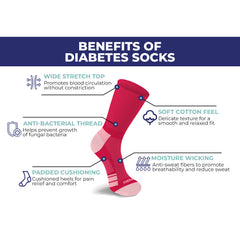 2-Pairs: Non-Binding Loose Fit Cotton Diabetic Crew Socks With Extra Wide Top For Men and Women