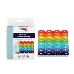 32 Colored Compartments Monthly Pill, Medicine and Vitamin Organizer with Tray