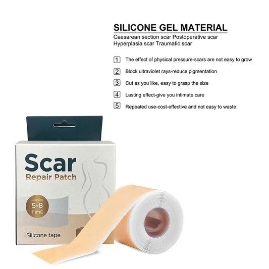 Comfortable Painless Silicone Medical Scar Tape (1.6” X 60”Roll)