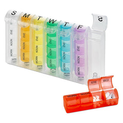 Weekly Pill Organizer with AM/PM Compartments – 4 Times Daily Medication Planner for Vitamins & Supplements – Portable Pill Box for Home & Travel