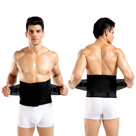 Men’s Waist Trimmer Workout Belt – Adjustable Double Compression Waist Support Wrap for Gym, Training & Back Support – Sweat Band Fitness Shaper