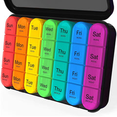 Large Weekly Pill Organizer – 7 Day AM/PM Pill Box with 4 Daily Compartments – Portable Medication & Vitamin Organizer with Removable Travel Cases