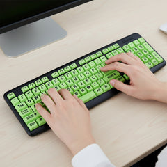 Large Print USB Wired Keyboard – High Contrast Yellow Keys with Big Black Letters – Easy-Read Keyboard for Seniors, Visually Impaired & Beginners – Plug & Play Windows Compatible