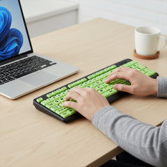 Large Print USB Wired Keyboard – High Contrast Yellow Keys with Big Black Letters – Easy-Read Keyboard for Seniors, Visually Impaired & Beginners – Plug & Play Windows Compatible