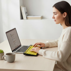 Large Print USB Wired Keyboard – High Contrast Yellow Keys with Big Black Letters – Easy-Read Keyboard for Seniors, Visually Impaired & Beginners – Plug & Play Windows Compatible
