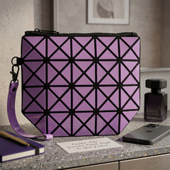 Geometric Clutch Purse for Women – Modern Zip Top Evening Clutch Bag, Fashion Handheld Party Handbag for Weddings, Date Nights & Special Occasions, Blue, Silver, Fuchsia or Purple