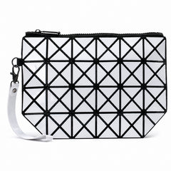 Geometric Clutch Purse for Women – Modern Zip Top Evening Clutch Bag, Fashion Handheld Party Handbag for Weddings, Date Nights & Special Occasions, Blue, Silver, Fuchsia or Purple