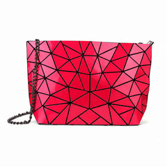 Geometric Crossbody Handbag for Women – Modern Shoulder Purse with Chain Strap, Zip Top Closure, Fashion Evening Bag for Parties, Travel & Everyday Wear, Silver, Copper or Red