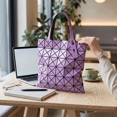 Geometric Tote Bag for Women – Modern Shoulder Handbag for Work, Shopping & Everyday Use, Fashion Tote Purse with Spacious Interior, Silver, Lilac, Pink or Blue