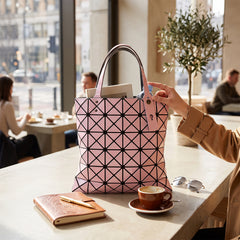 Geometric Tote Bag for Women – Modern Shoulder Handbag for Work, Shopping & Everyday Use, Fashion Tote Purse with Spacious Interior, Silver, Lilac, Pink or Blue