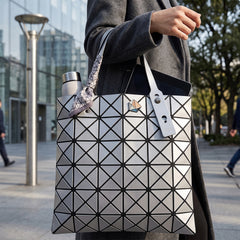 Geometric Tote Bag for Women – Modern Shoulder Handbag for Work, Shopping & Everyday Use, Fashion Tote Purse with Spacious Interior, Silver, Lilac, Pink or Blue