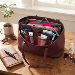 3-Pack Purse Organizer Insert for Handbags – Foldable Tote Organizer with Zipper Pockets, Travel Cosmetic Bag Insert, Multi-Pocket Purse Organizer for Wallet, Phone, Makeup & Accessories