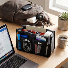 3-Pack Purse Organizer Insert for Handbags – Foldable Tote Organizer with Zipper Pockets, Travel Cosmetic Bag Insert, Multi-Pocket Purse Organizer for Wallet, Phone, Makeup & Accessories