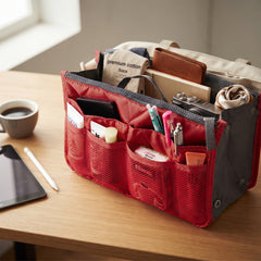 3-Pack Purse Organizer Insert for Handbags – Foldable Tote Organizer with Zipper Pockets, Travel Cosmetic Bag Insert, Multi-Pocket Purse Organizer for Wallet, Phone, Makeup & Accessories