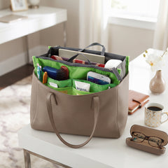 3-Pack Purse Organizer Insert for Handbags – Foldable Tote Organizer with Zipper Pockets, Travel Cosmetic Bag Insert, Multi-Pocket Purse Organizer for Wallet, Phone, Makeup & Accessories
