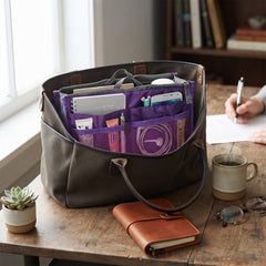 3-Pack Purse Organizer Insert for Handbags – Foldable Tote Organizer with Zipper Pockets, Travel Cosmetic Bag Insert, Multi-Pocket Purse Organizer for Wallet, Phone, Makeup & Accessories