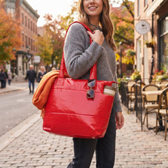 Padded PU Leather Tote Bag for Women – Large Zip Top Shoulder Handbag with Waterproof Finish, Spacious Everyday Purse for Work, School, Shopping & Travel