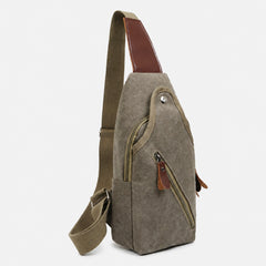 Metro Modern Canvas Sling Bag – Lightweight Crossbody Shoulder Backpack with Adjustable Strap, Multiple Zipper Pockets and Flap Closure for Travel, Hiking and Everyday Carry
