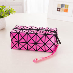 Diamond Design Cosmetic Travel Bag – Waterproof Makeup Organizer with Zipper Closure, Portable Toiletry and Beauty Storage Pouch for Women, Available in Red, Pink, Blue, Silver and White