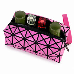 Diamond Design Cosmetic Travel Bag – Waterproof Makeup Organizer with Zipper Closure, Portable Toiletry and Beauty Storage Pouch for Women, Available in Red, Pink, Blue, Silver and White