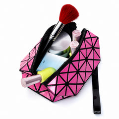Diamond Design Cosmetic Travel Bag – Waterproof Makeup Organizer with Zipper Closure, Portable Toiletry and Beauty Storage Pouch for Women, Available in Red, Pink, Blue, Silver and White