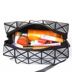 Diamond Design Cosmetic Travel Bag – Waterproof Makeup Organizer with Zipper Closure, Portable Toiletry and Beauty Storage Pouch for Women, Available in Red, Pink, Blue, Silver and White