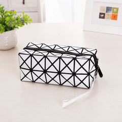 Diamond Design Cosmetic Travel Bag – Waterproof Makeup Organizer with Zipper Closure, Portable Toiletry and Beauty Storage Pouch for Women, Available in Red, Pink, Blue, Silver and White