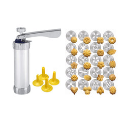Cookie Press Gun with 20 Discs & 4 Icing Nozzles – All-in-One Baking Kit for Cookies, Churros & Cupcakes – Dishwasher Safe