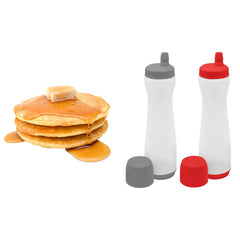 Pancake Batter Dispenser Pen – No-Drip Squeeze Bottle with Silicone Tip – 3-Cup Capacity for Pancakes, Waffles, Crepes, Funnel Cakes – Red or Grey (1-Pack, 2-Pack, Bundle)